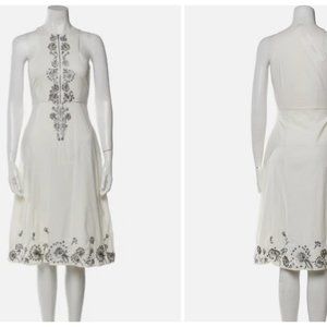 SUNO Embroidered Halterneck Midi Length Dress in Size 6